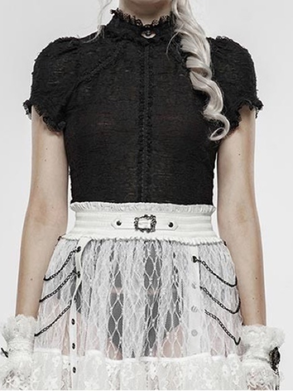 Punk rave sweetie Jane black lace knit top